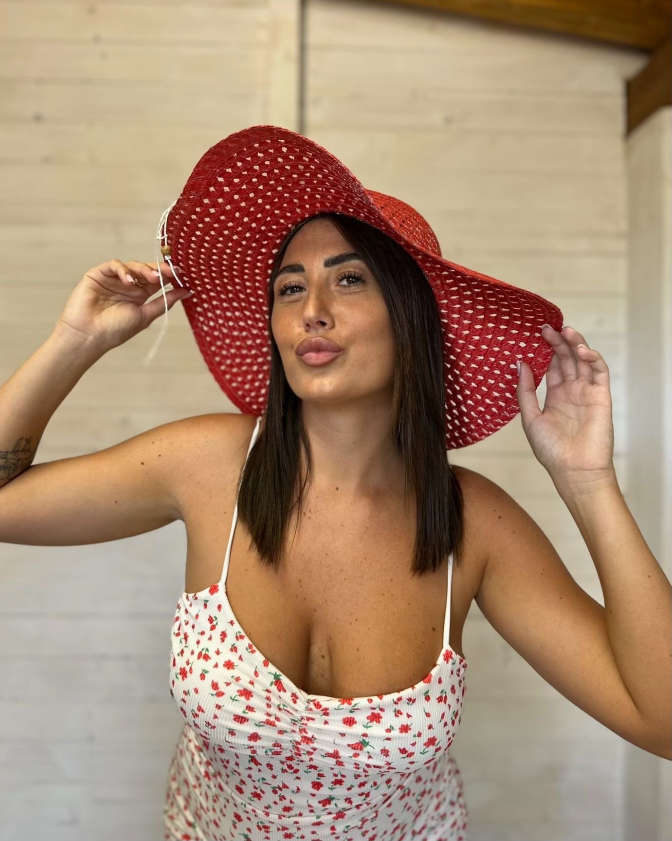 Abito Fiore Bianco/Rosso