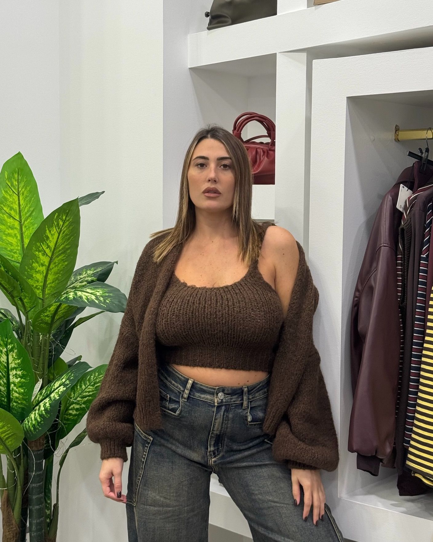 Cardigan+Top Lolly Marrone