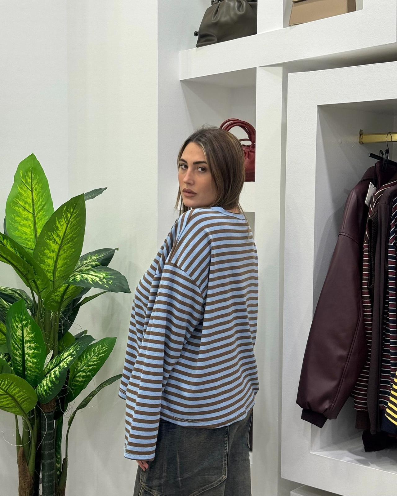 Maglia Sandy Celeste/Marrone