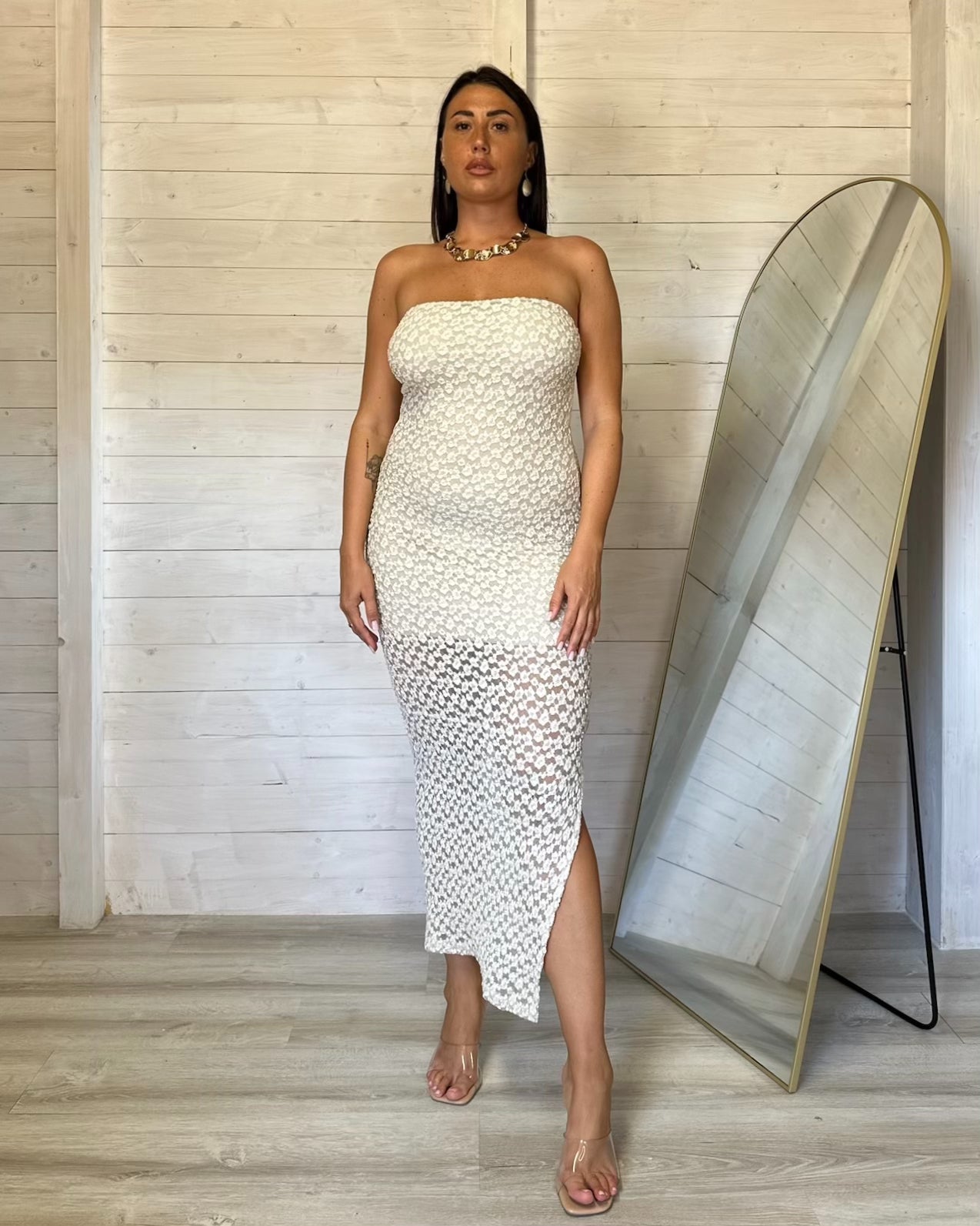 Abito Fascia Macrame Bianco sporco
