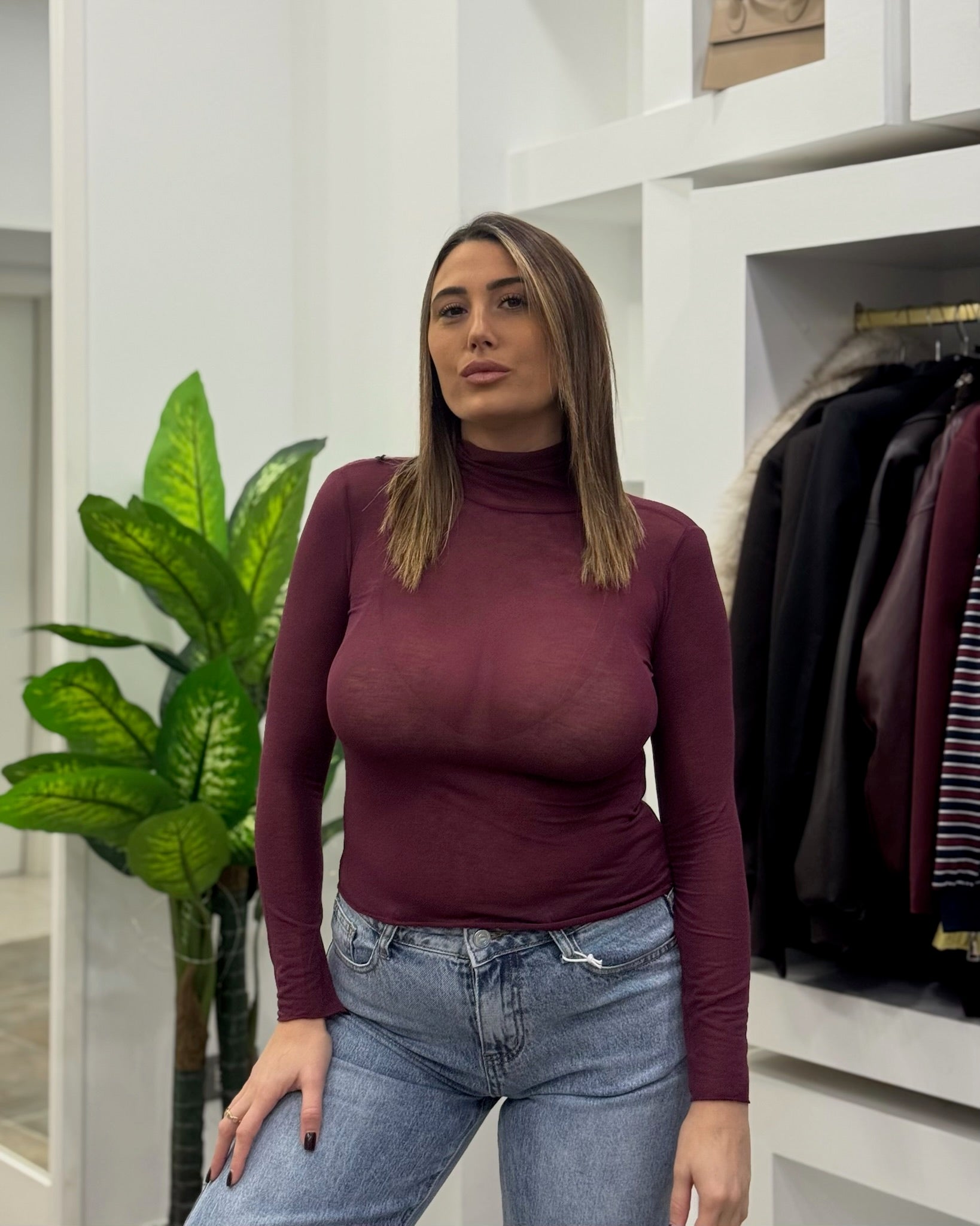 Maglia Trasparente Bordeaux