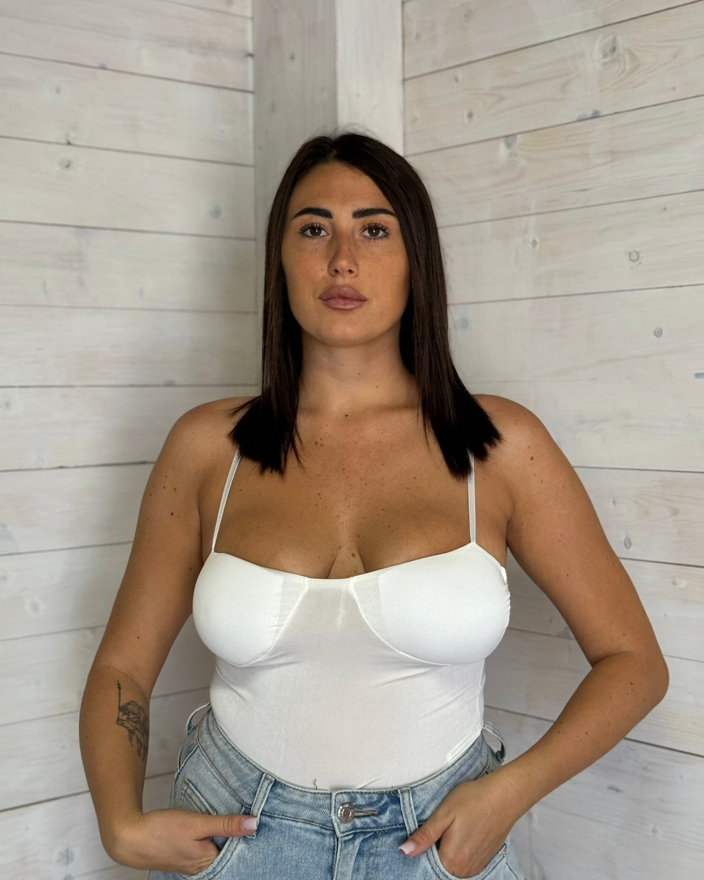 Body con Coprispalle Bianco