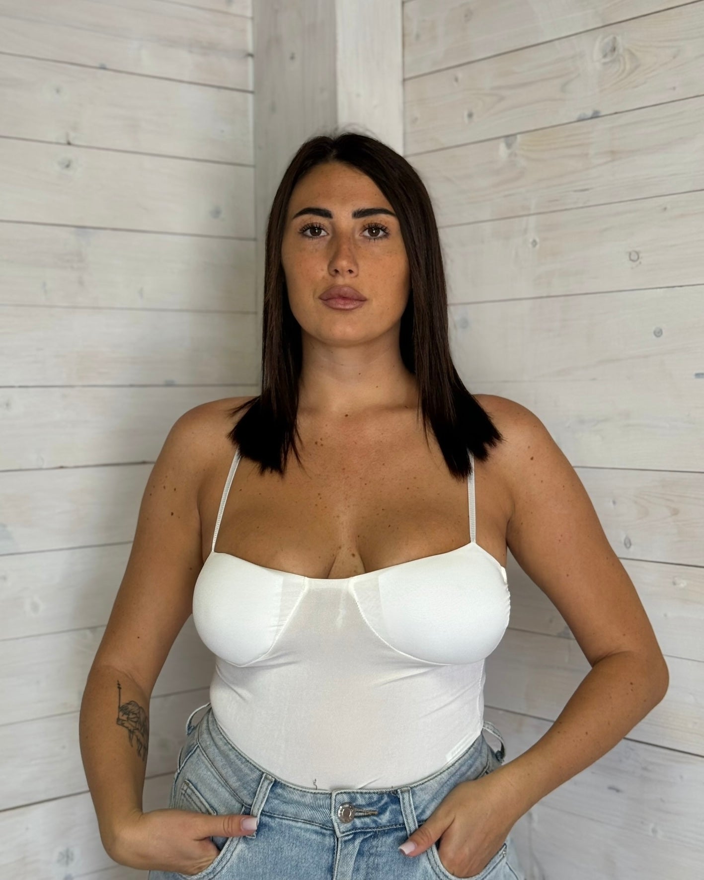 Body con Coprispalle Bianco