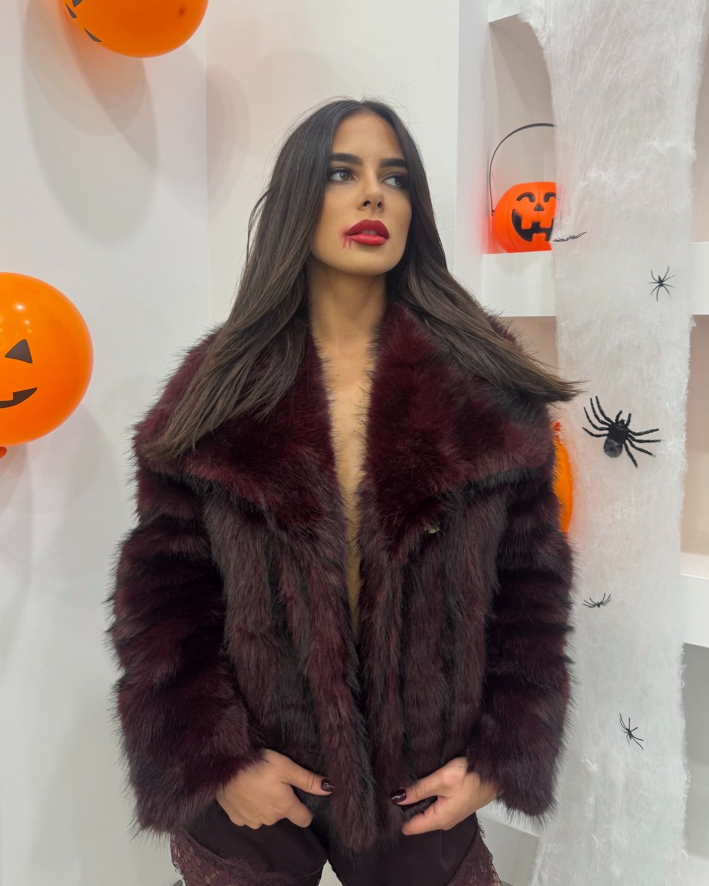 Eco pelliccia Bordeaux/Nera