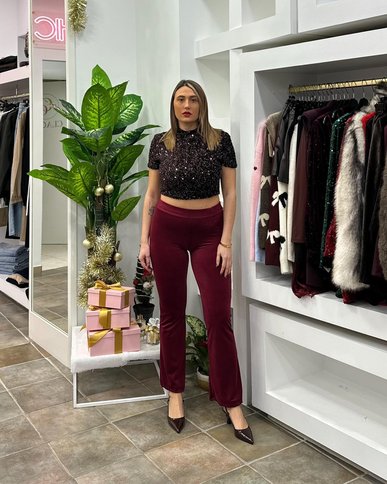 Pantaloni Velluto Rosso