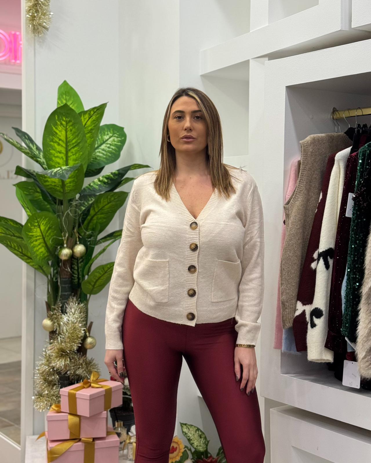 Cardigan Bottoni Panna