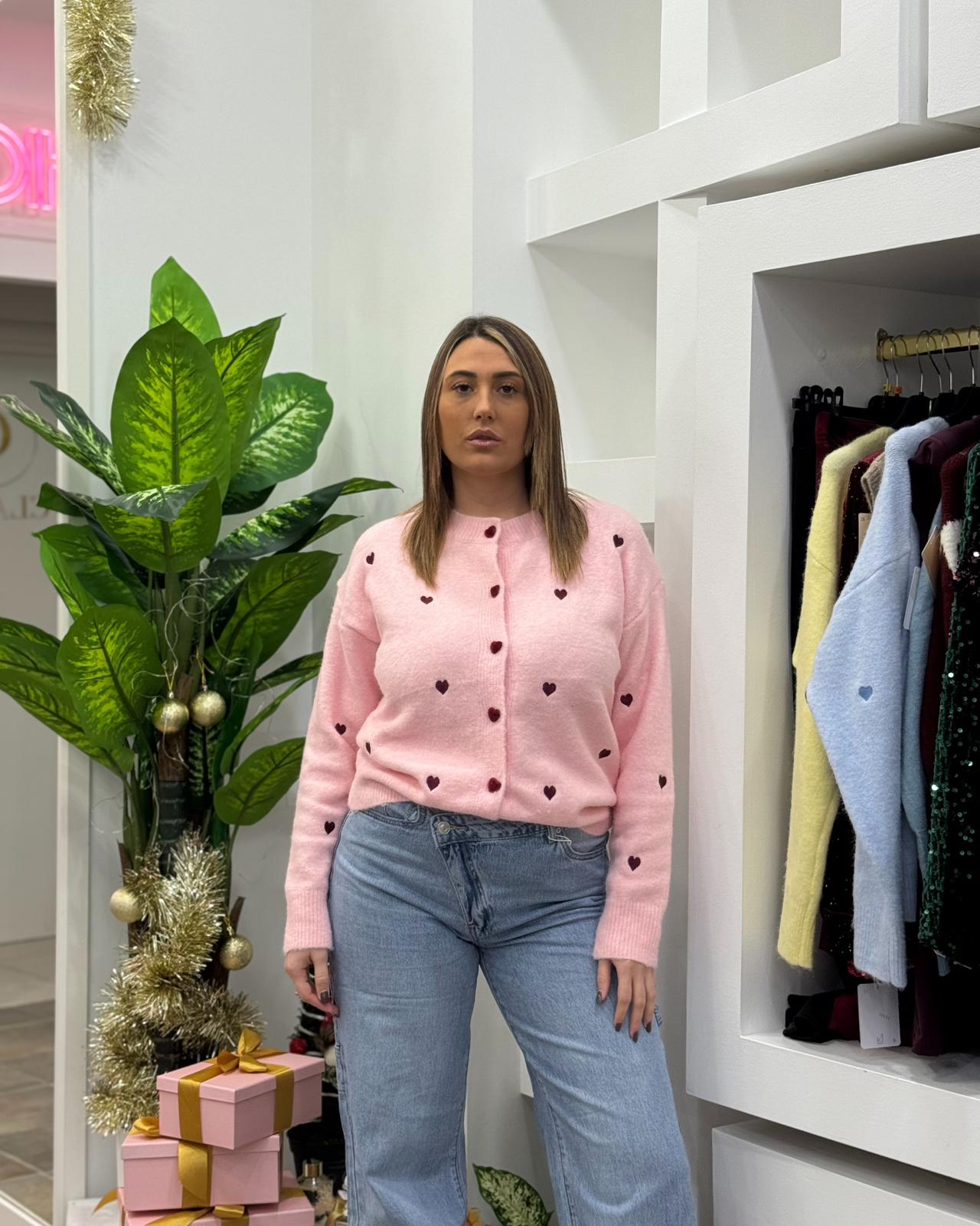 Cardigan Cuoricini Rosa