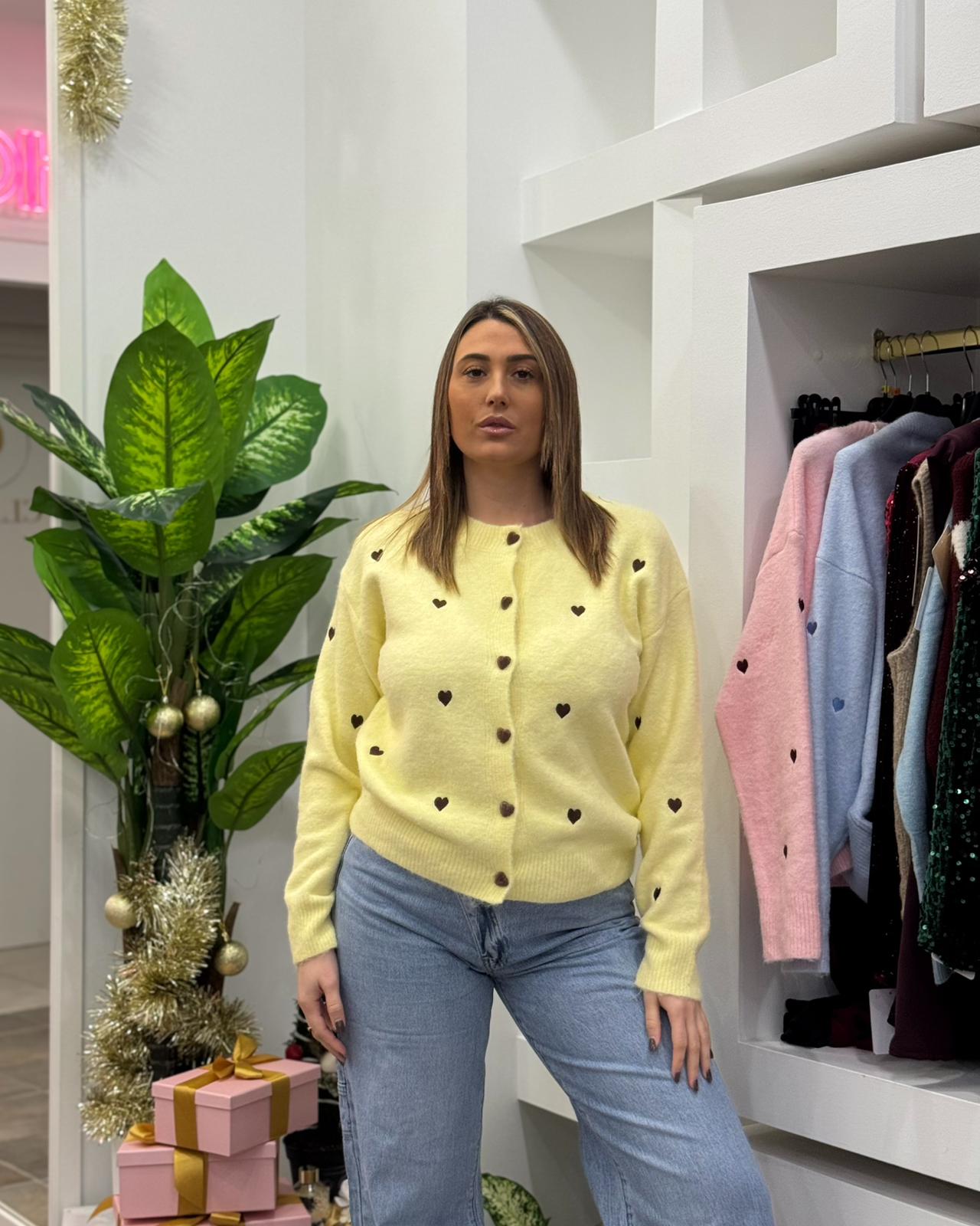 Cardigan Cuoricini Giallo