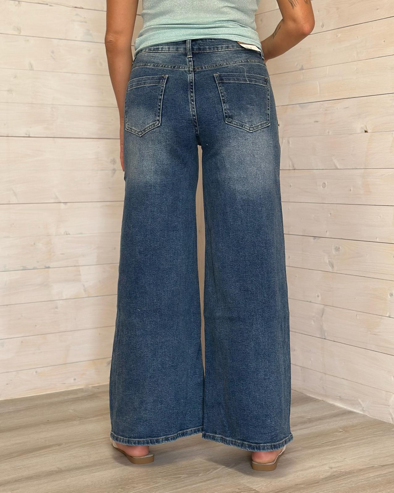 Jeans Wide Leg con tasca alla caviglia